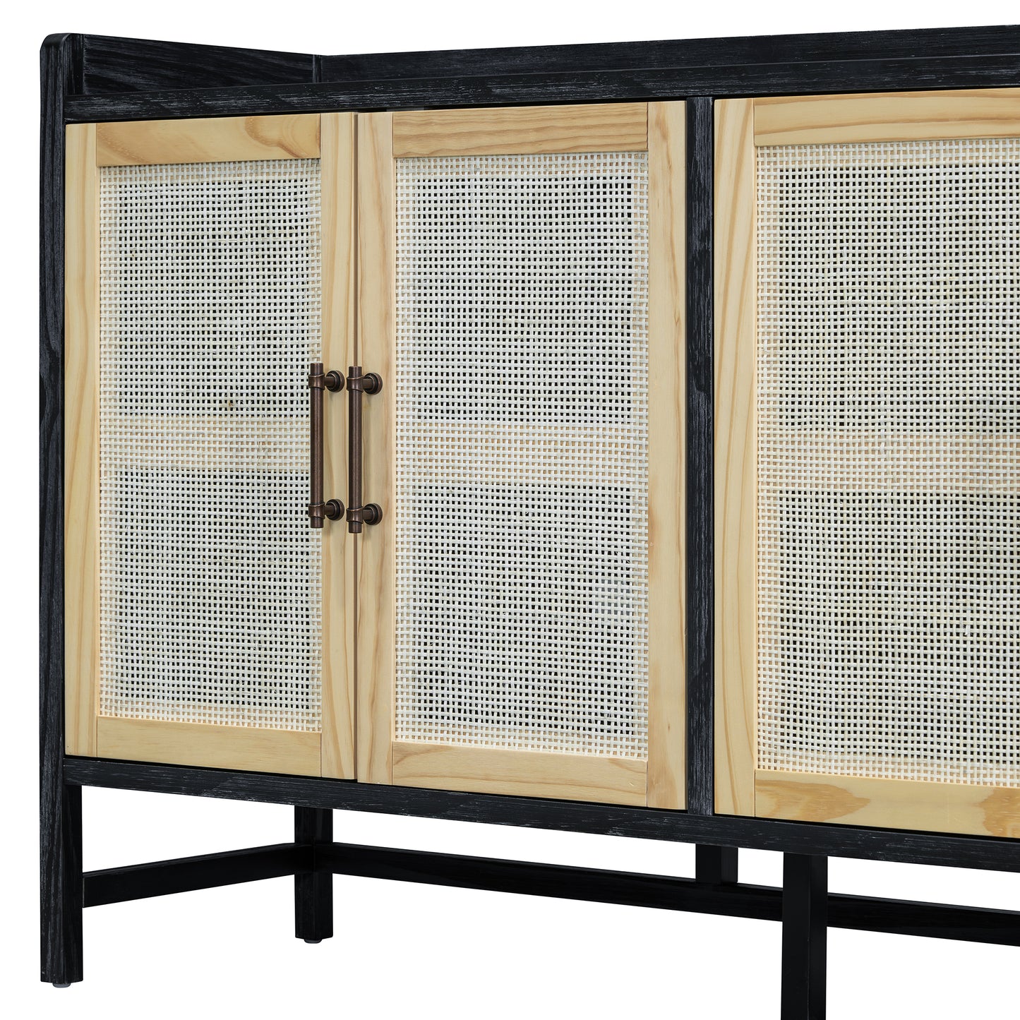 Hana Rattan Doors Sideboard Buffet - Black