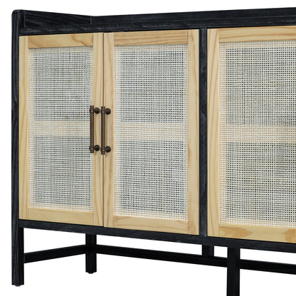 Hana Rattan Doors Sideboard Buffet - Black
