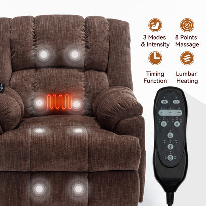 Nia Dual Motor Power Recliners Heat Massage - Brown