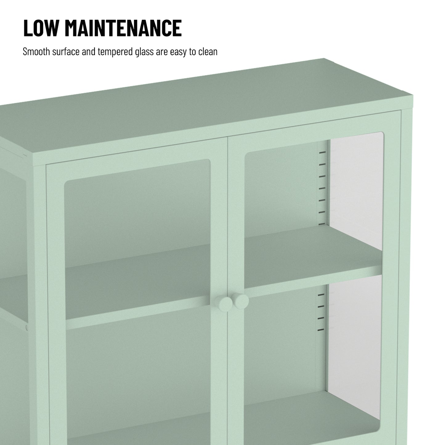 Hart Four Glass Door Storage Cabinet - Mint Green