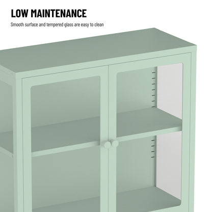Hart Four Glass Door Storage Cabinet - Mint Green