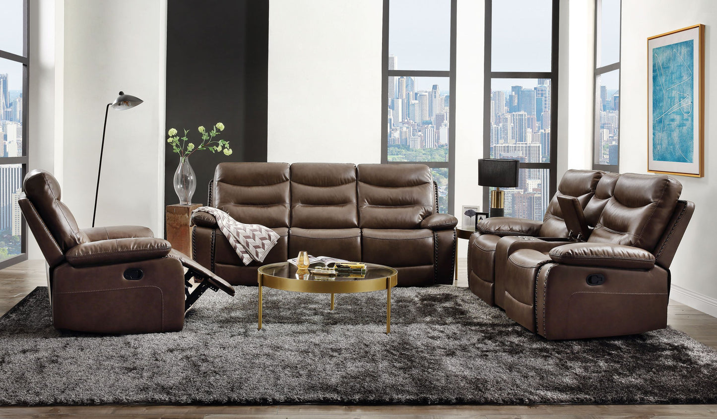 Aashi Loveseat w/Console - Brown
