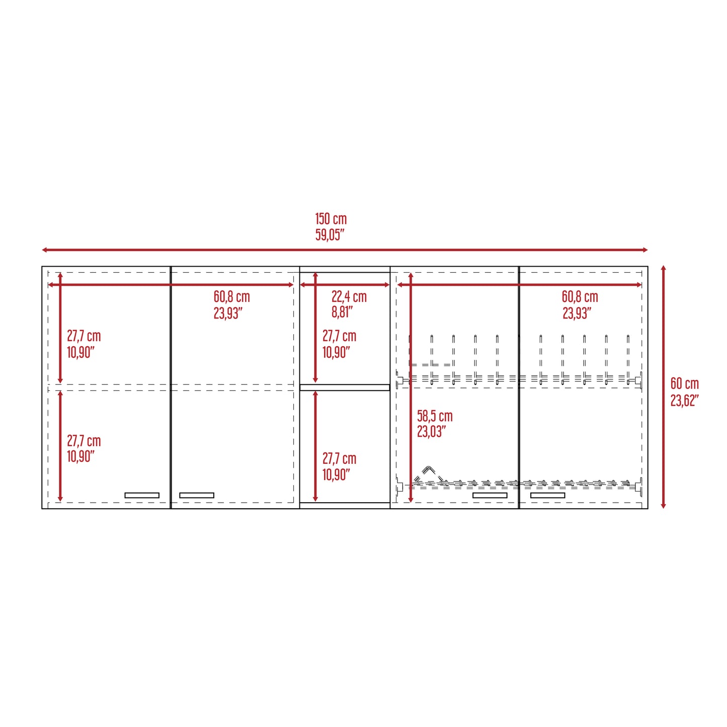 Portofino Double Door Wall Cabinet - Black