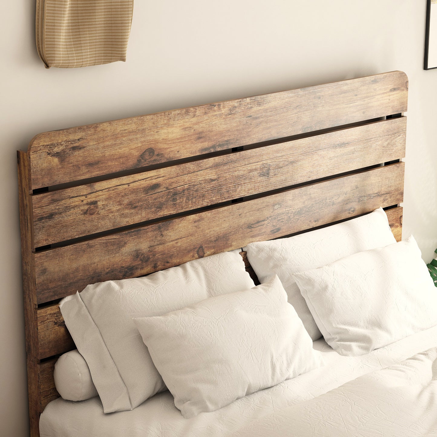 Kumo Full Size Wood Platform Bed Frame - Dark Brown