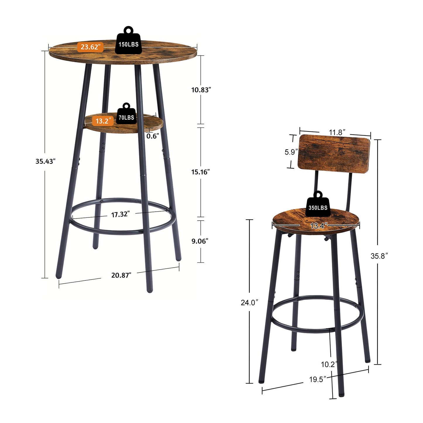 Barnwood Bar Stool Set  - 3 pcs Set