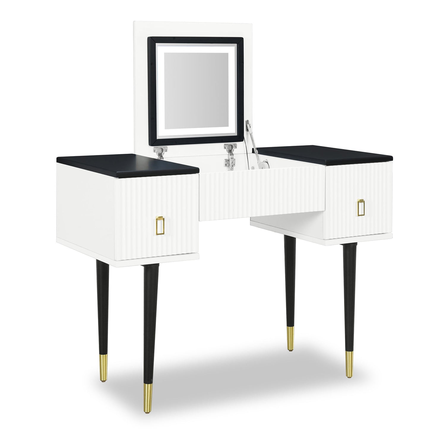 Marble Glow Makeup Vanities Table Set -   White and Black