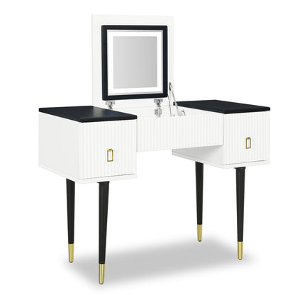 Marble Glow Makeup Vanities Table Set -   White and Black