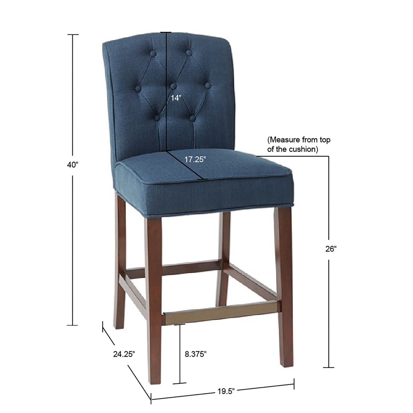 Marian Tufted Counter Stool - Navy Blue