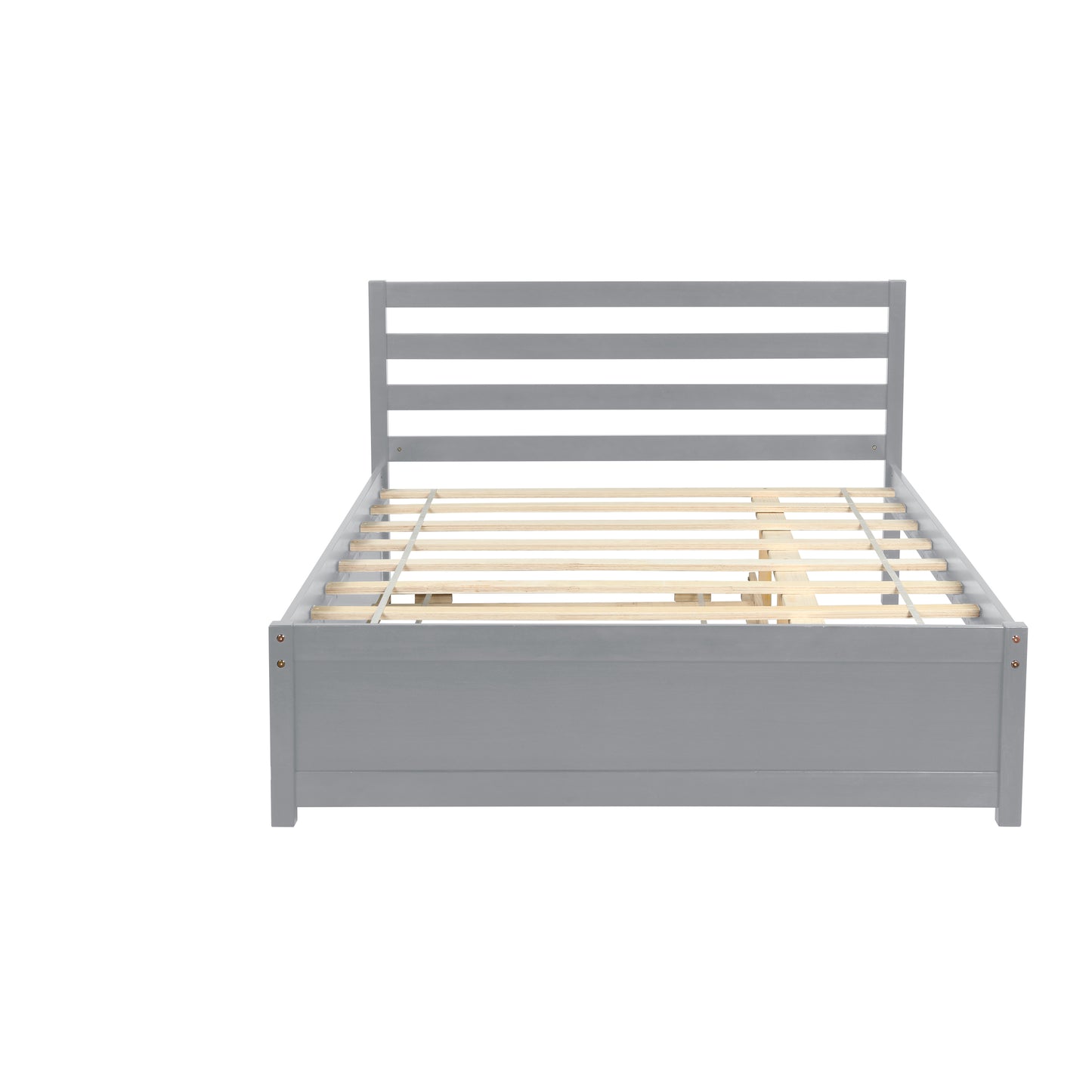 Amy Full Size Platform Bed Frame with Twin Trundle - Gray