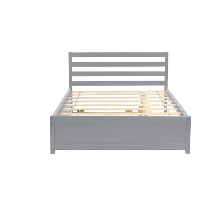 Amy Full Size Platform Bed Frame with Twin Trundle - Gray