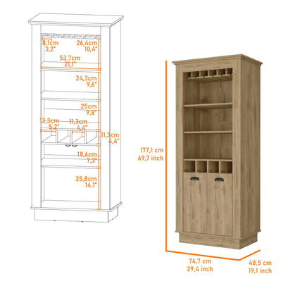 Tyler 4-Built In Wine Rack Bar Cabinet - Macadamia