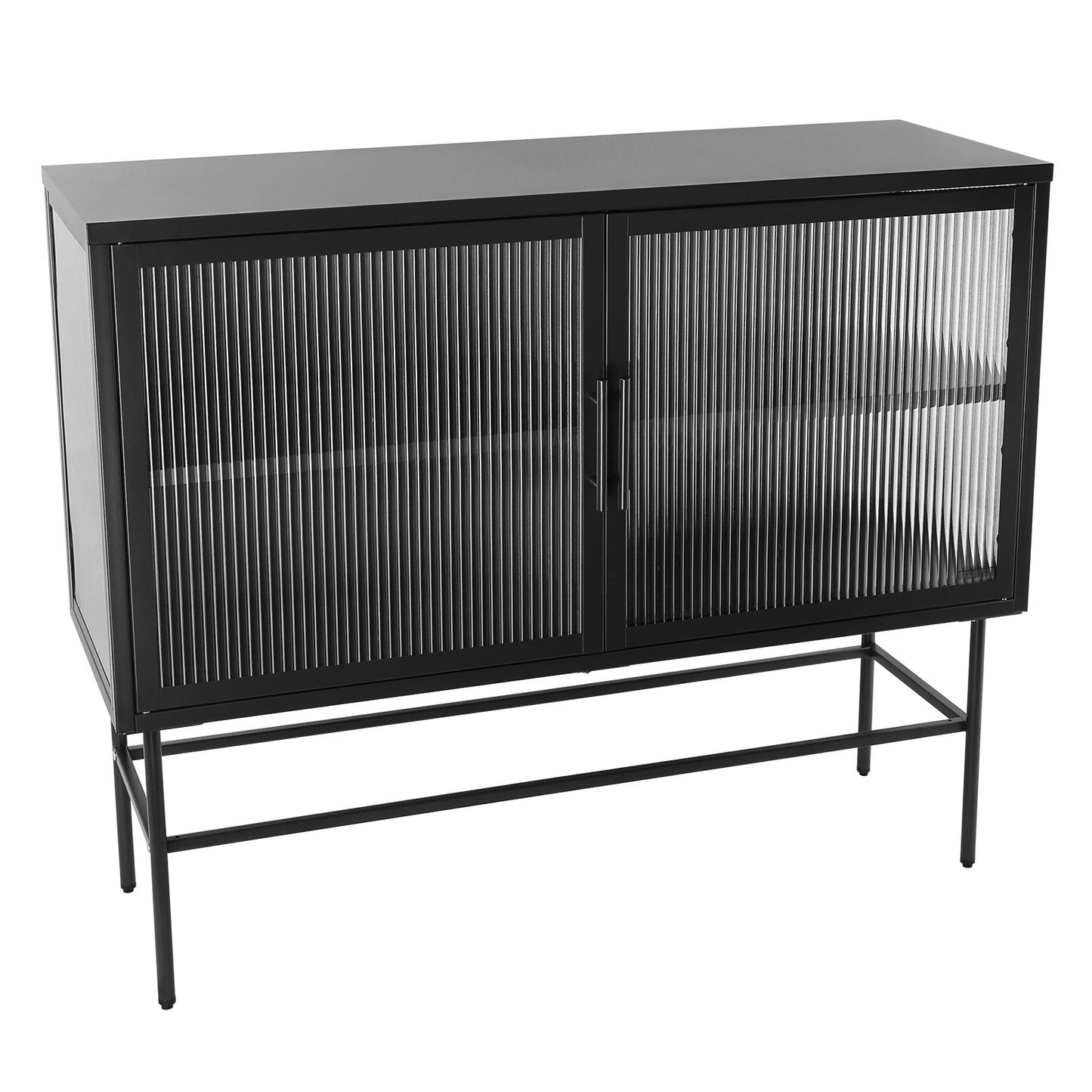 Pratt II Double Door Tempered Glass Sideboard - Black