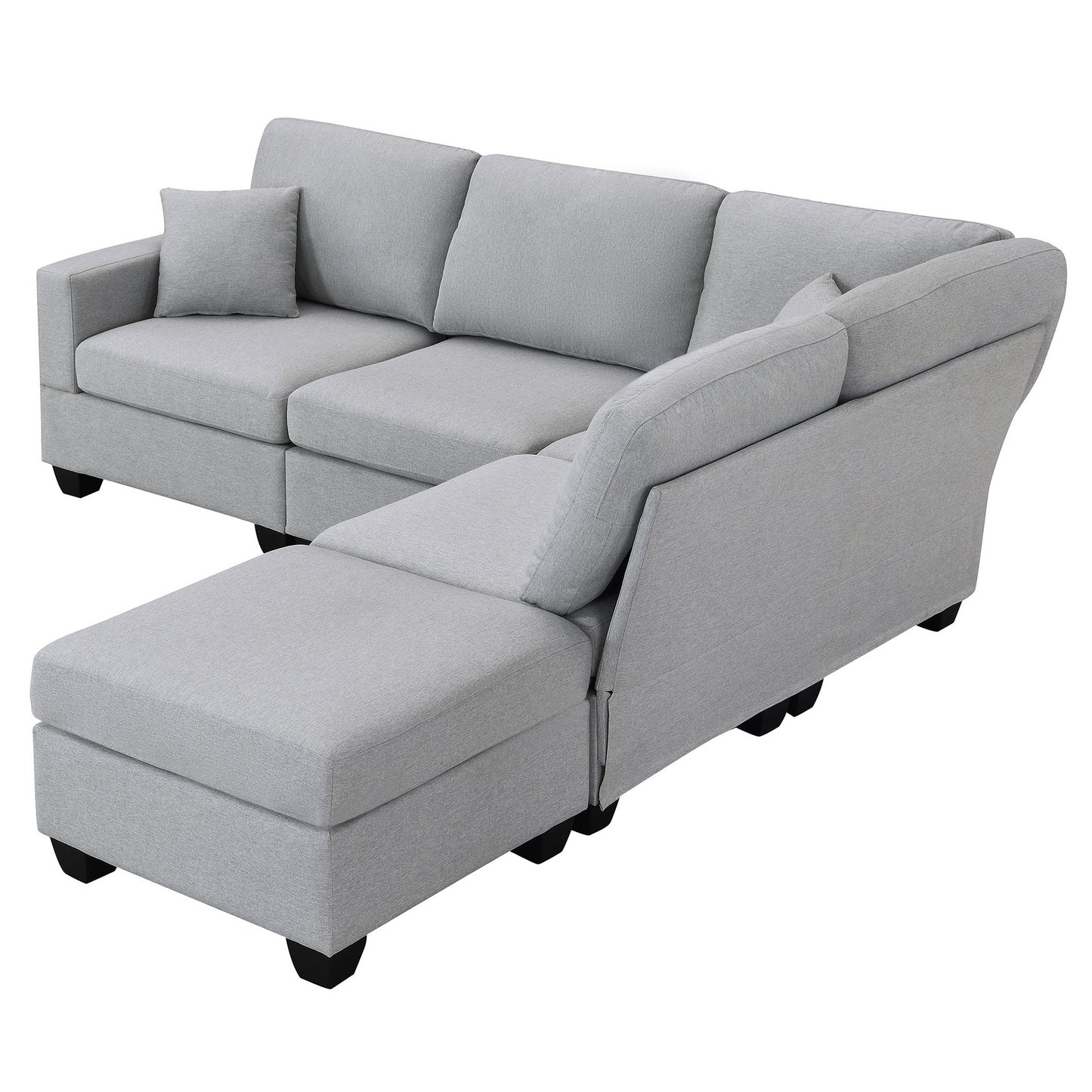 Aria 5-Seat Modular Sectional Set with Convertible Ottoman - Gray