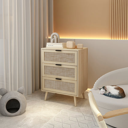 Kooboo 3 Drawer Nightstand End Table - Natural