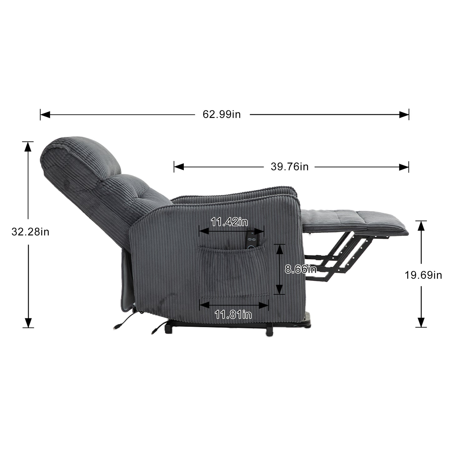 Fraser Electric Recliner Chair - Dark Gray