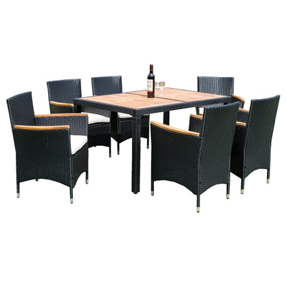 Shavon 7 Pc Outdoor Patio Wicker Dining Sett - Black