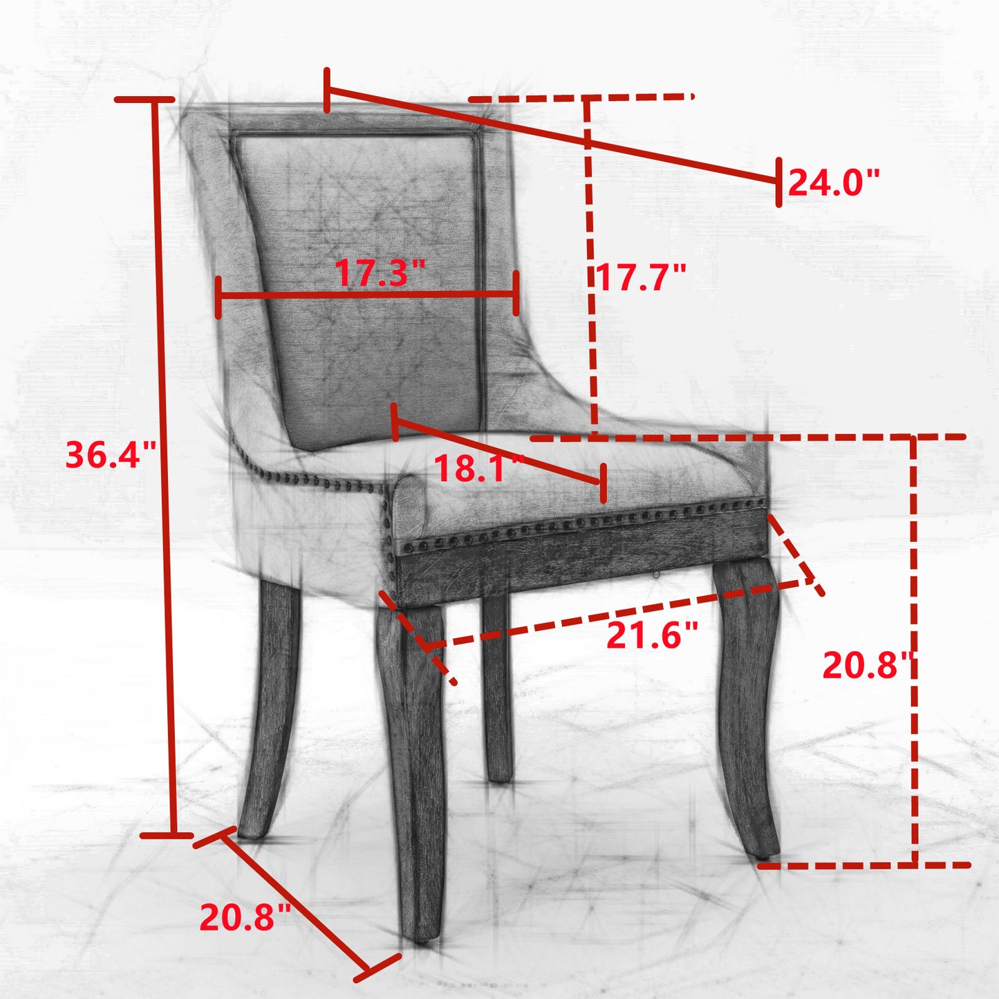 Harrison Dining Fabric Chair with Solid Wood Leg (Set of 2) - Beige