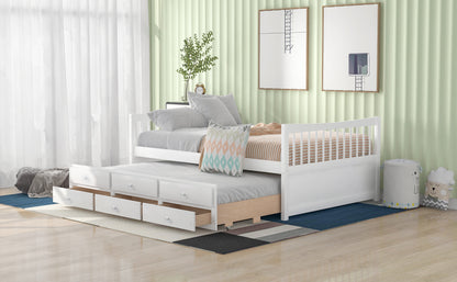 Xander Full Size Daybed with  Twin Size Trundle and Drawers - White