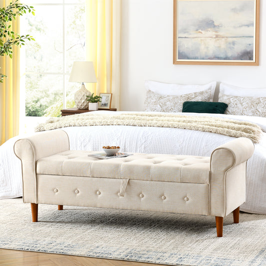 Rex Storage Ottoman Bench - Beige