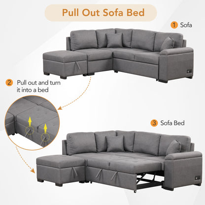 Kwame Sleeper Sectional Sofa - Dark Gray