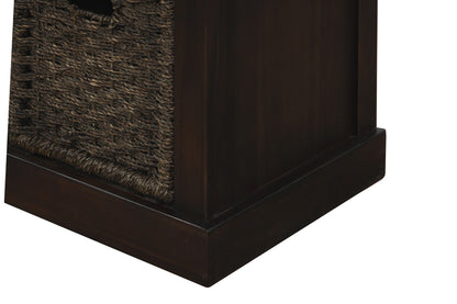 Bella Storage Bench with 3 Removable Classic Rattan Basket - Espresso