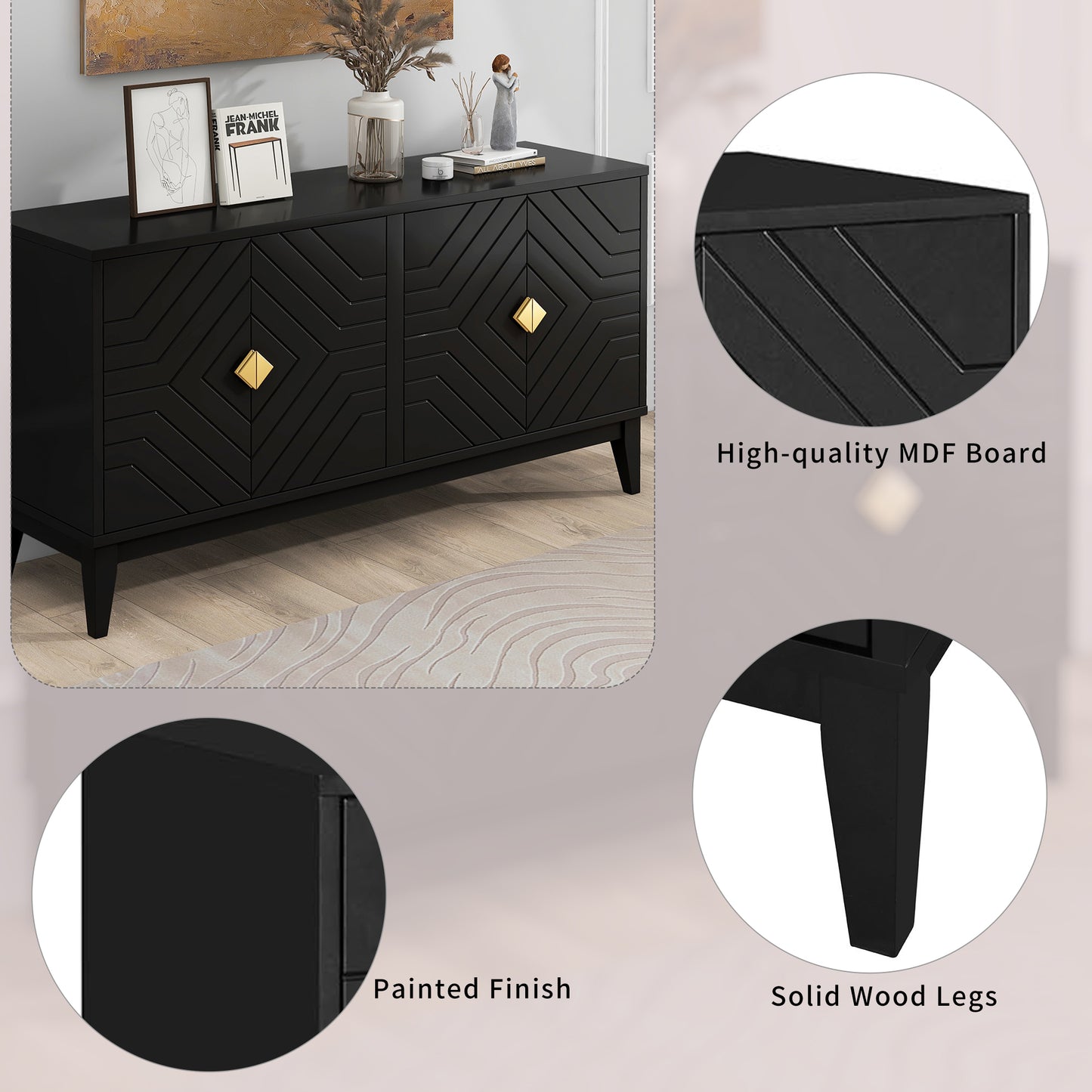 Dalton 4-Door Sideboard Buffet - Black
