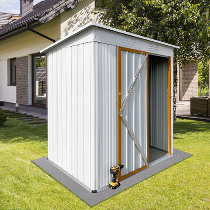 Morton 5 X 3 ft Metal Garden Sheds Outdoor Storage - White+Yellow