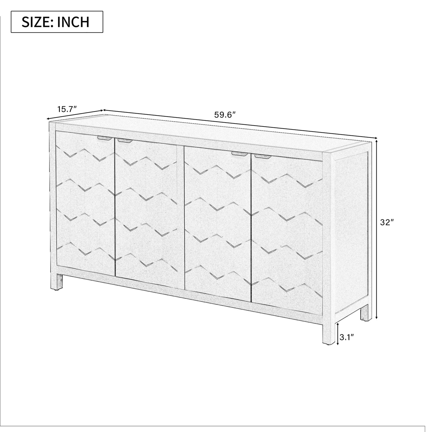Honeycomb Patterned Doors Sideboard Buffet - Black