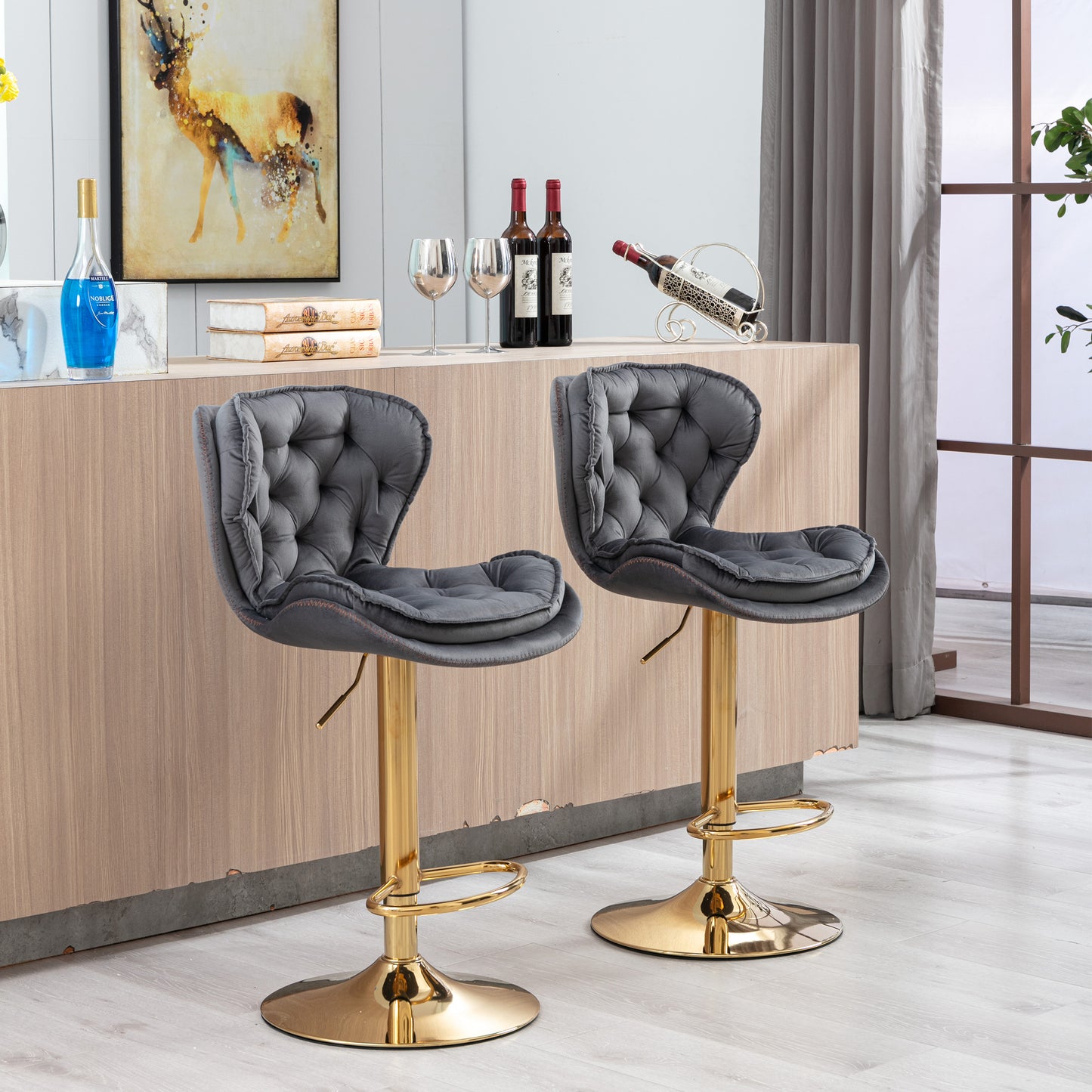 Layer Luxe Bar Stools - Gray Set of 2
