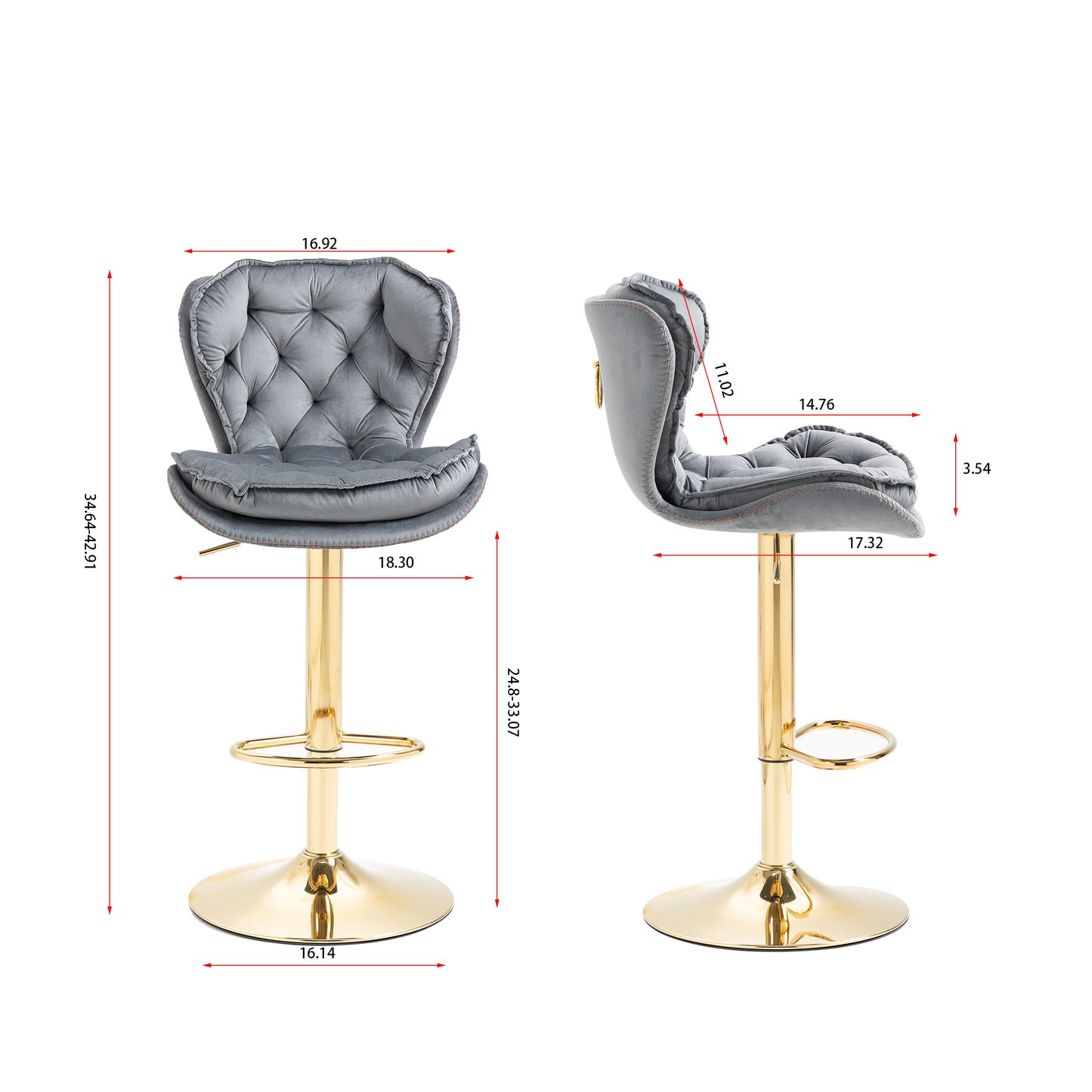 Layer Luxe Bar Stools - Gray Set of 2