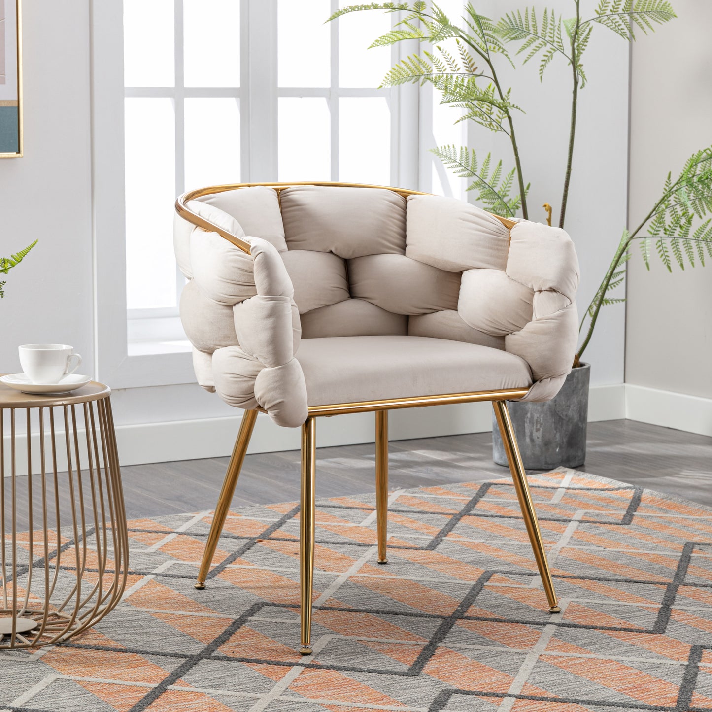 Luna Luxury Modern Velvet Chair - Beige
