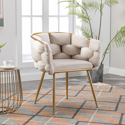 Luna Luxury Modern Velvet Chair - Beige