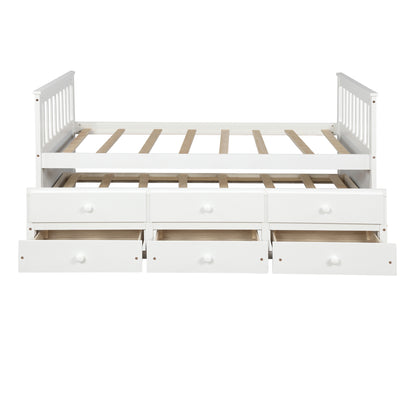 Abby Twin Daybed with Trundle Bed and Storage Drawers - White