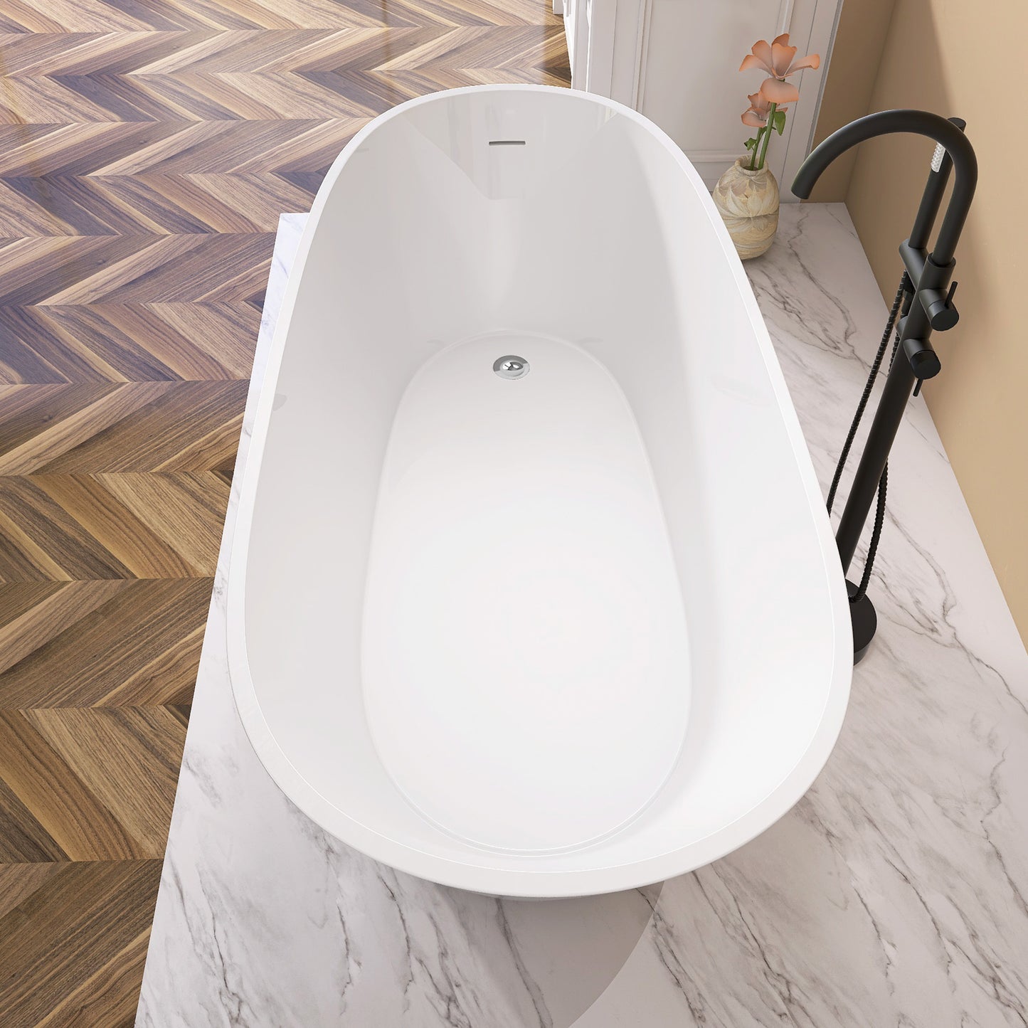 Cavi 67" Acrylic Freestanding Soaking Bathtub  - Gloss White