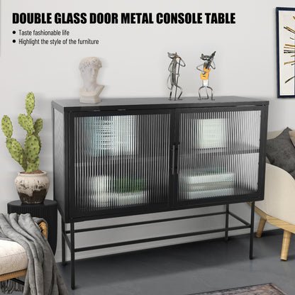 Pratt II Double Door Tempered Glass Sideboard - Black