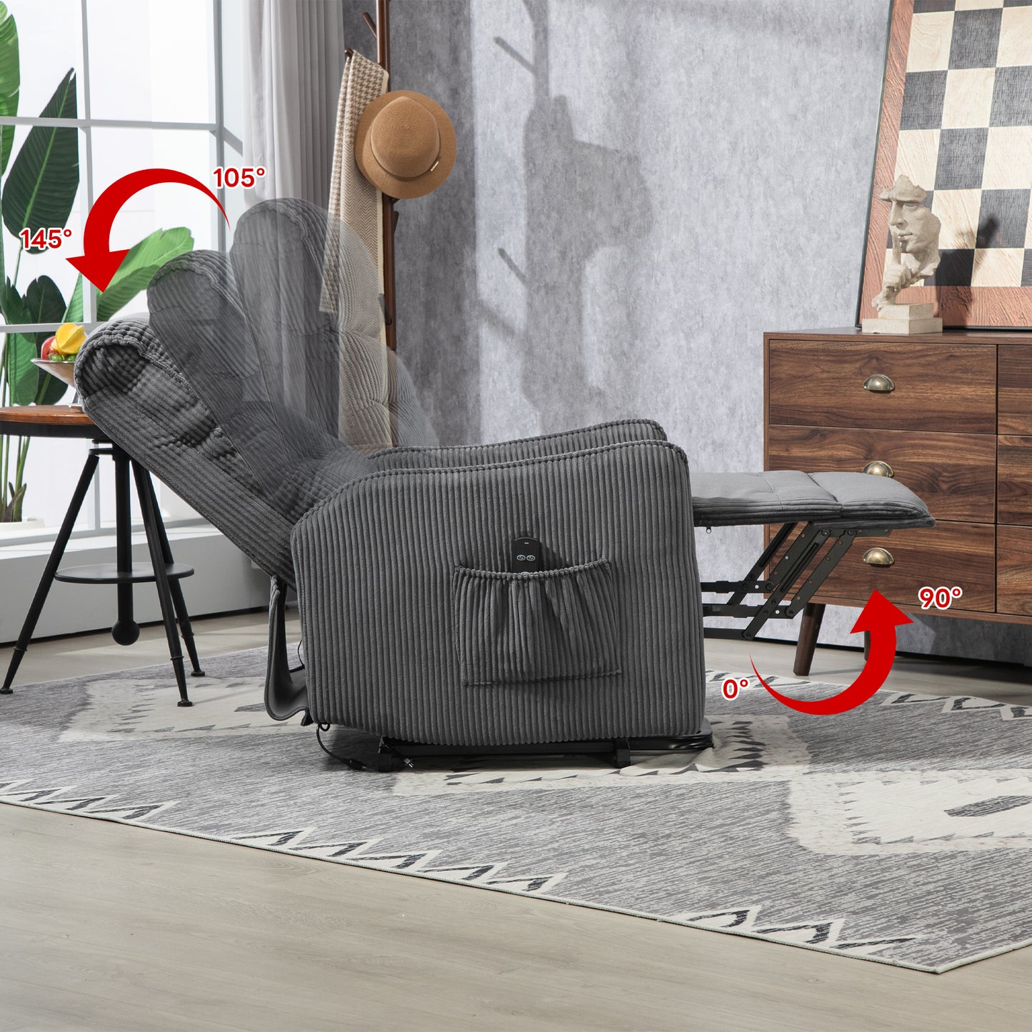 Fraser Electric Recliner Chair - Dark Gray