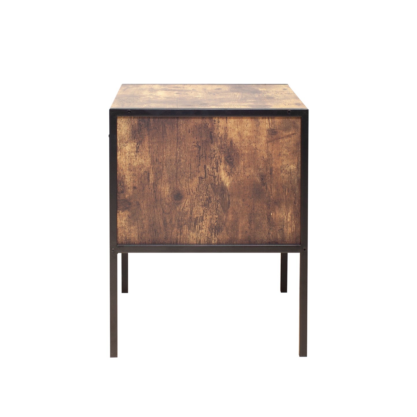 Barn Industrial Style Nightstand ( Set of 2) - Rustic Brown