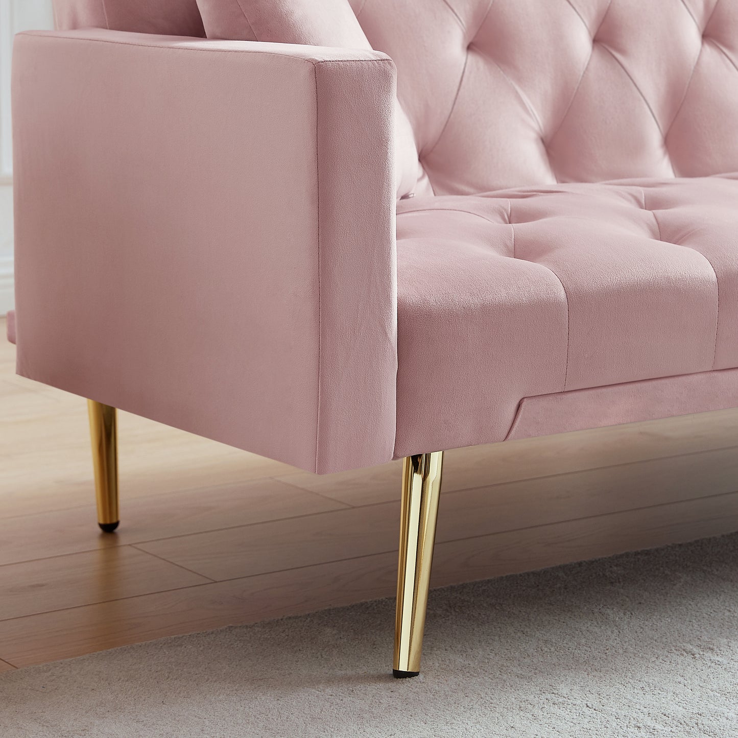 Coney Convertible Folding Futon Sofa Bed - Pink