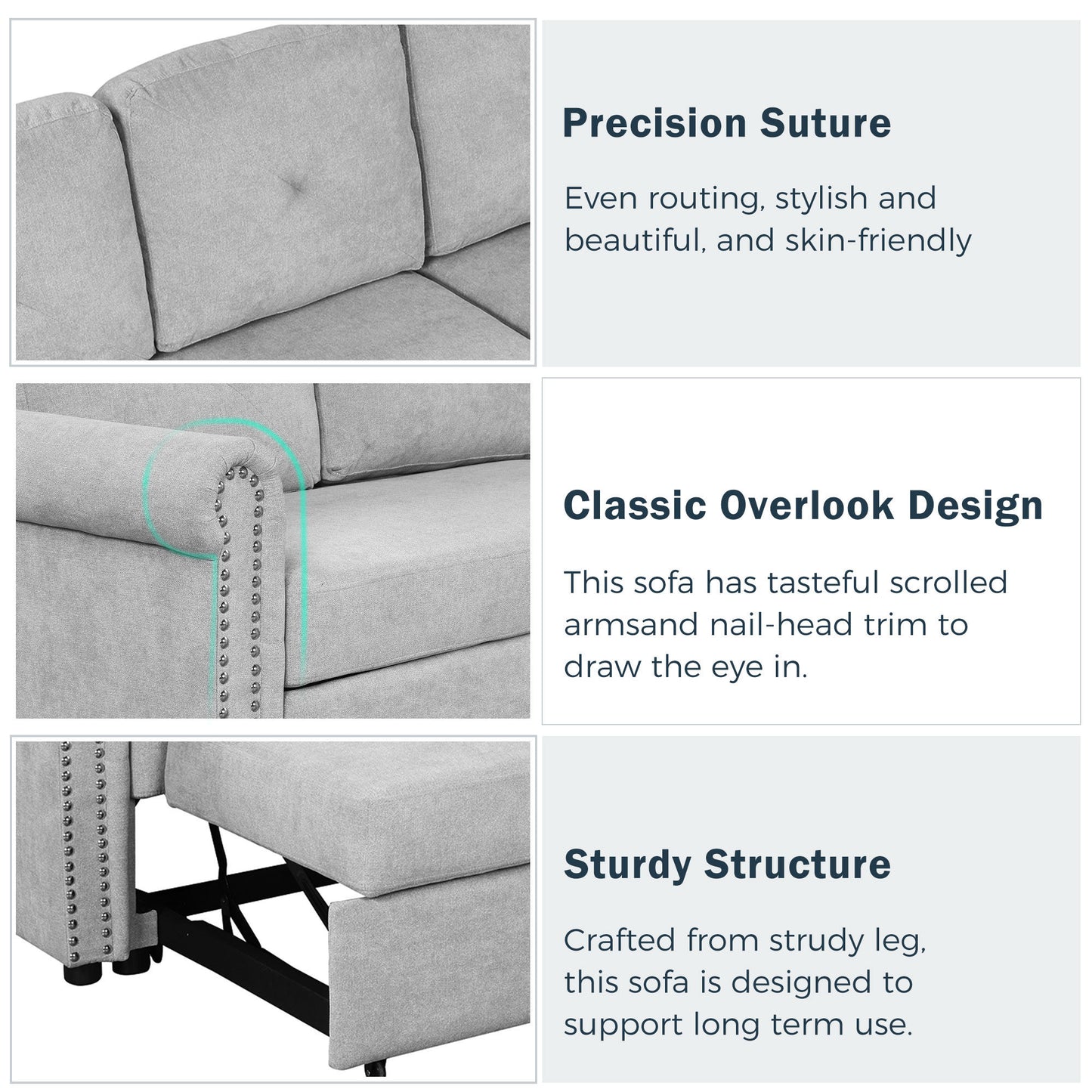 Otto Convertible Sleeper Sofa Bed W Storage - Gray