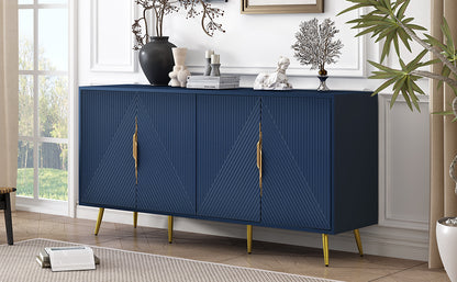 Aida Wave Geometric Design Sideboard Buffet - Navy Blue