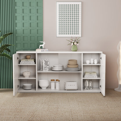 Asiya Wooden Side Cabinets with Glass Doors - White