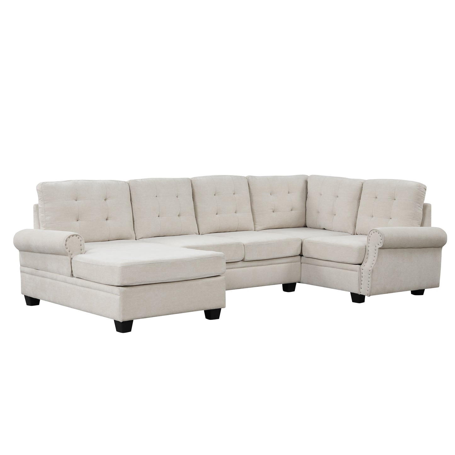Aisha Modern U-Shaped Corner Sectional Sofa - Beige