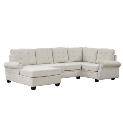 Aisha Modern U-Shaped Corner Sectional Sofa - Beige