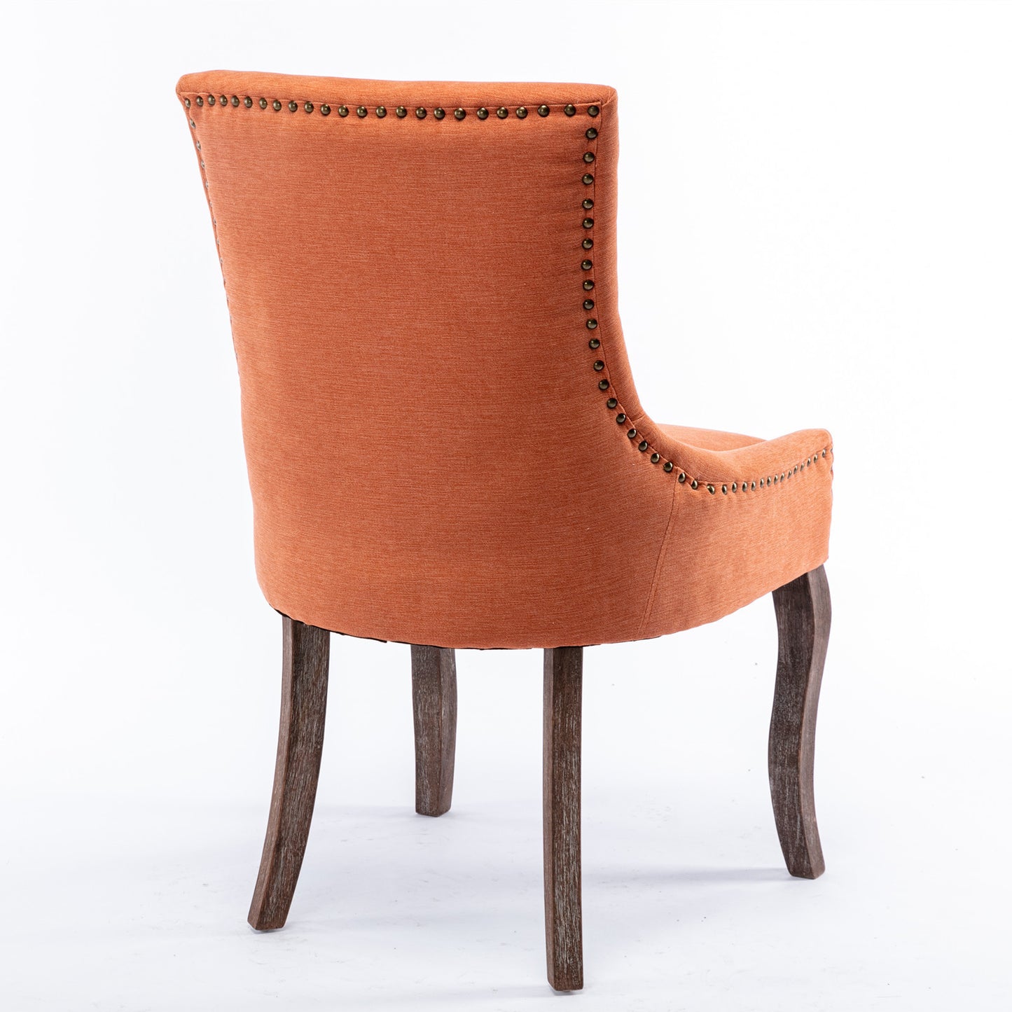 Harrison Dining Fabric Chair with Solid Wood Leg (Set of 2) - Orange