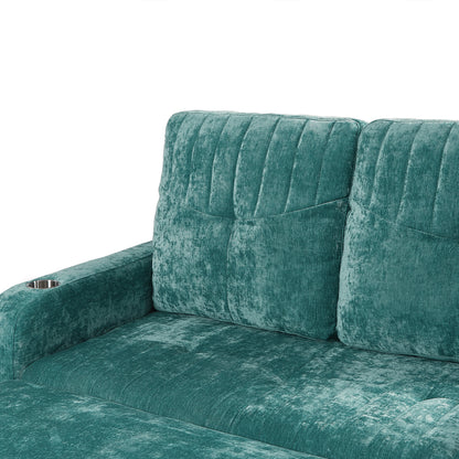 Rita Loveseat Pull-out Sofa Bed with Adjustable Backrest - Teal