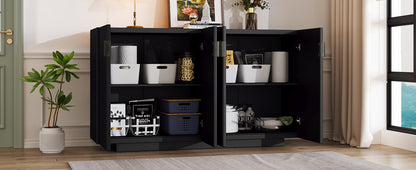Lyons 4 Wavy Doors Ample Storage Space Sideboar - Black