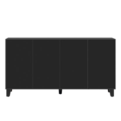 Hynes 4-Door Mirror Buffet Cabinet - Black