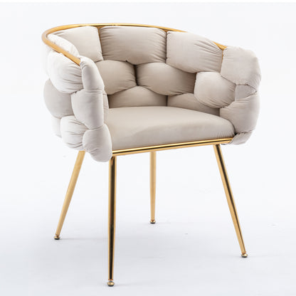 Luna Luxury Modern Velvet Chair - Beige