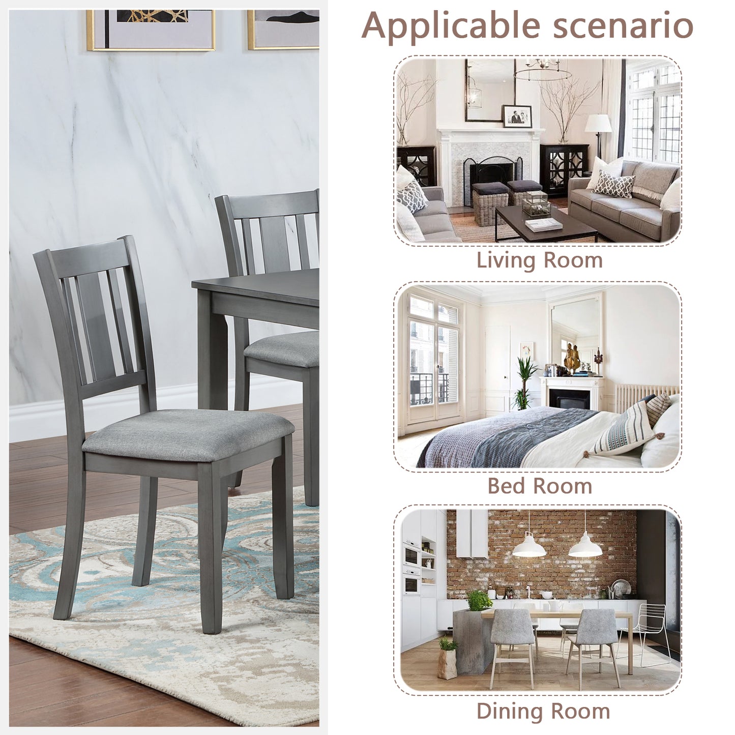 Payton Dining Chairs with Padded Seat (Set of 4) - Gray