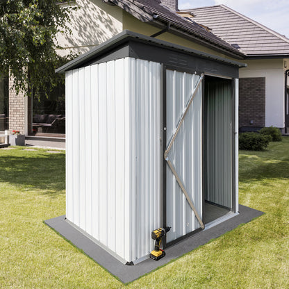Morton 5 X 4 ft Metal Garden Sheds Outdoor Storage -  White+Gray